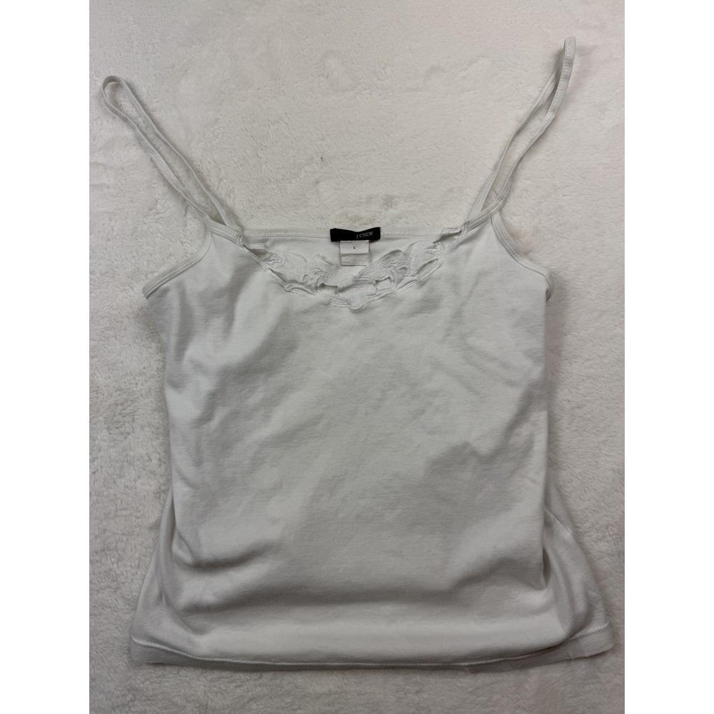 J.Crew White Floral Cutout Camisole Large Spaghetti Strap Tank Top